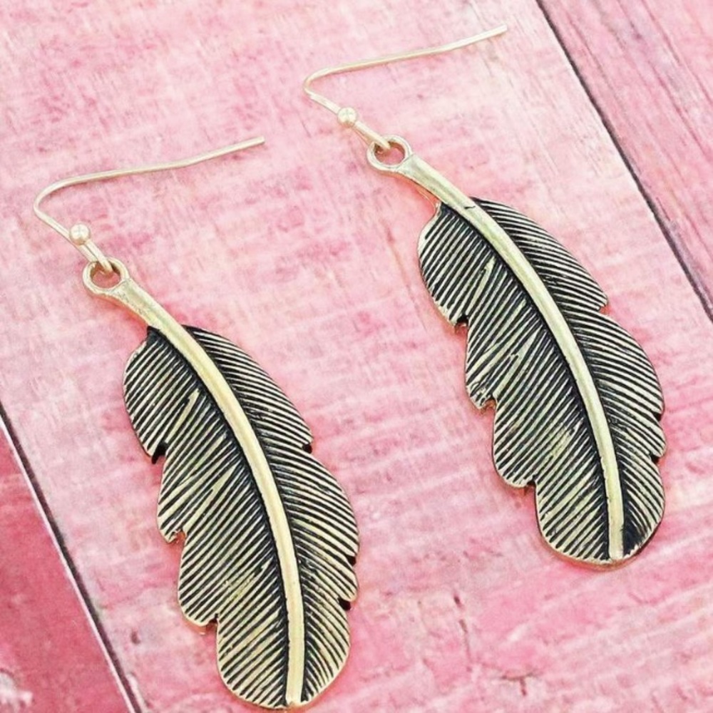 Goldtone Feather earrings